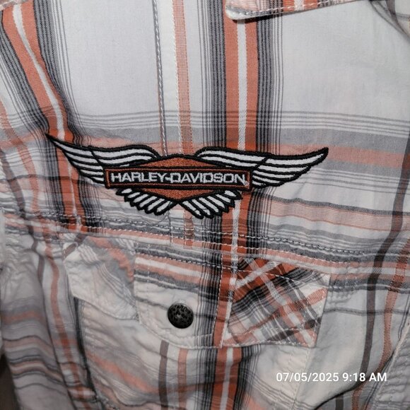 Harley-Davidson Genuine Motor Clothes Plaid Button Down Shirt Size L - Picture 7 of 8